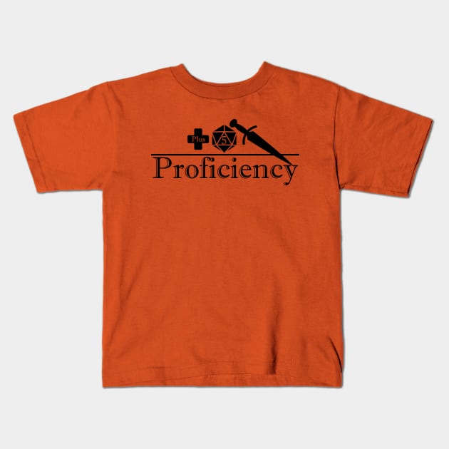 Plus Five Proficiency Black Logo Kids T-Shirt by Lavelain